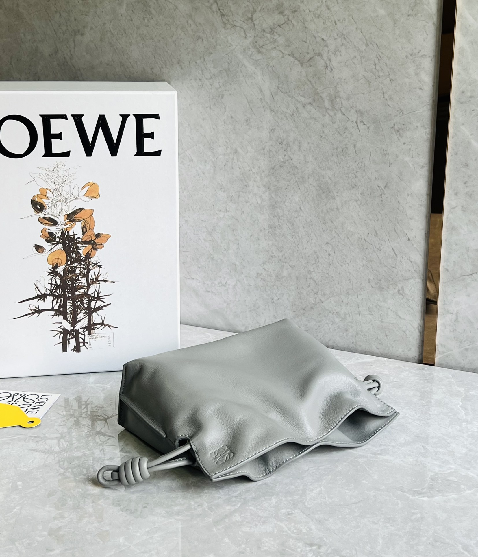 Loewe Mini Flamenco clutch in nappa calfskin Pearl Grey